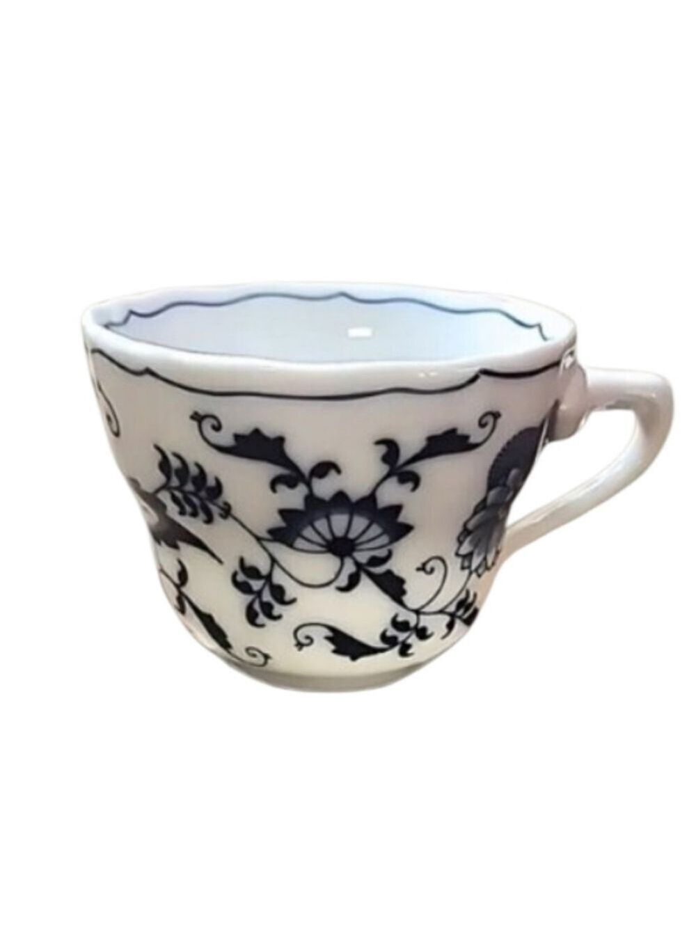 Vintage Blue Danube Coffee Tea Cup Flared Scalloped Rim Porcelain Blue & White